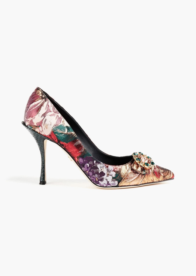 Dolce & Gabbana - Embellished metallic floral-brocade and ayers pumps - Pink - EU 40.5