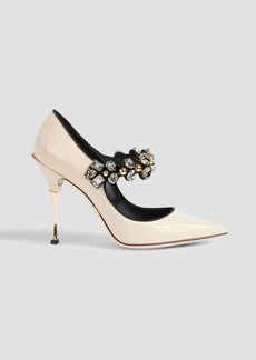 Dolce & Gabbana - Embellished patent-leather Mary Jane pumps - Neutral - EU 35