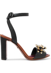 Dolce & Gabbana - Embellished lizard-effect leather sandals - Black - 36
