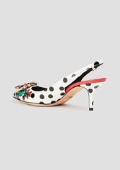 Dolce & Gabbana - Embellished printed patent-leather slingback pumps - White - EU 37