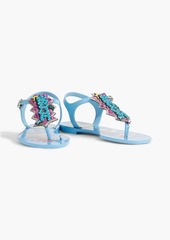 Dolce & Gabbana - Embellished rubber sandals - Blue - EU 35