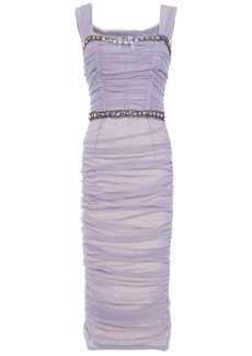 Dolce & Gabbana - Embellished ruched tulle midi dress - Purple - IT 48