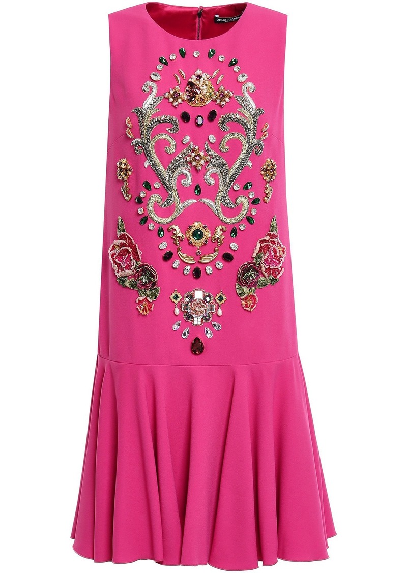 Dolce & Gabbana - Embellished ruffled crepe mini dress - Pink - IT 40