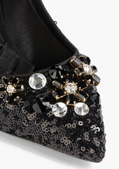 Dolce & Gabbana - Embellished satin Mary Jane pumps - Black - EU 36