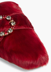 Dolce & Gabbana - Embellished shearling slippers - Red - EU 35.5