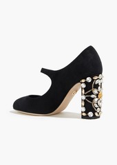 Dolce & Gabbana - Embellished suede Mary Jane pumps - Black - EU 36