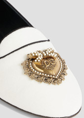 Dolce & Gabbana - Embellished velvet slippers - White - EU 37