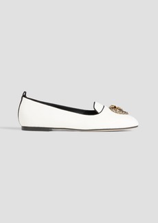 Dolce & Gabbana - Embellished velvet slippers - White - EU 37