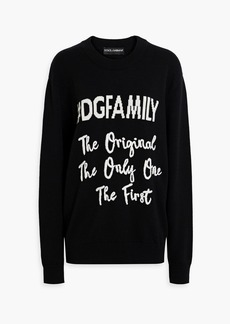Dolce & Gabbana - Embroidered intarsia cashmere and wool-blend sweater - Black - IT 44
