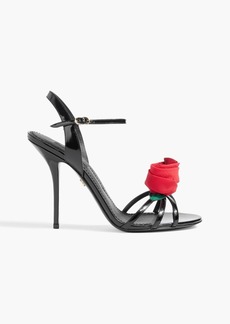 Dolce & Gabbana - Floral-appliquéd patent-leather sandals - Black - EU 36