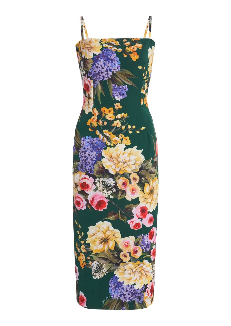 Dolce & Gabbana - Floral Charmeuse Midi Dress - Multi - IT 36 - Moda Operandi