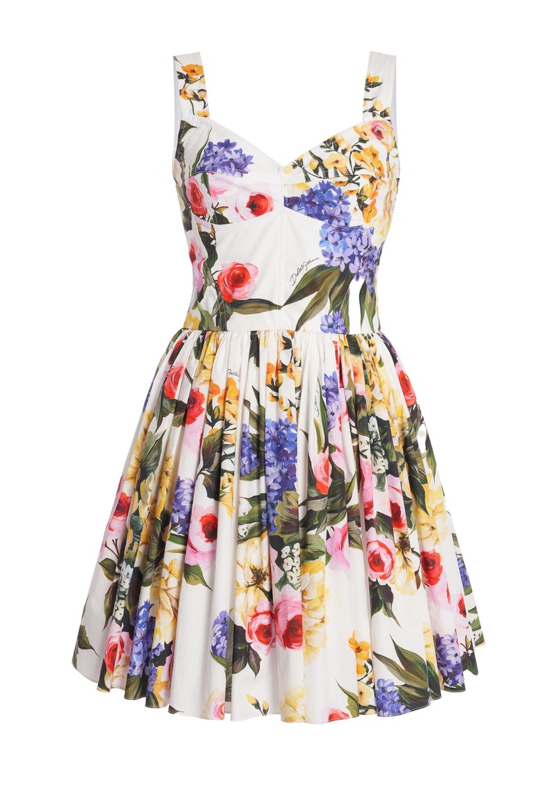 Dolce & Gabbana - Floral Cotton Popline Mini Dress - Multi - IT 42 - Moda Operandi