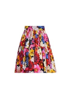 Dolce & Gabbana - Floral-print Gathered Cotton-poplin Mini Skirt - Womens - Pink Multi