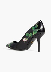 Dolce & Gabbana - Floral-print leather pumps - Black - EU 37.5