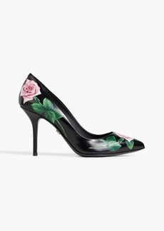 Dolce & Gabbana - Floral-print leather pumps - Black - EU 37.5