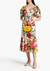 Dolce & Gabbana - Floral-print silk-blend satin-crepe midi dress - White - IT 36