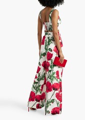 Dolce & Gabbana - Floral-print silk-blend twill wide-leg pants - Red - IT 46