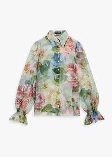 Dolce & Gabbana - Floral-print silk-organza blouse - Green - IT 40