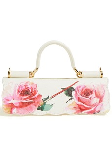 Dolce & Gabbana - Floral-print textured leather pouch - White - OneSize