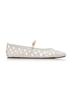 Dolce & Gabbana - Formale Cutout Leather Ballet Flats - White - IT 40 - Moda Operandi