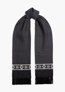 Dolce & Gabbana - Fringed printed silk-twill scarf - Black - OneSize