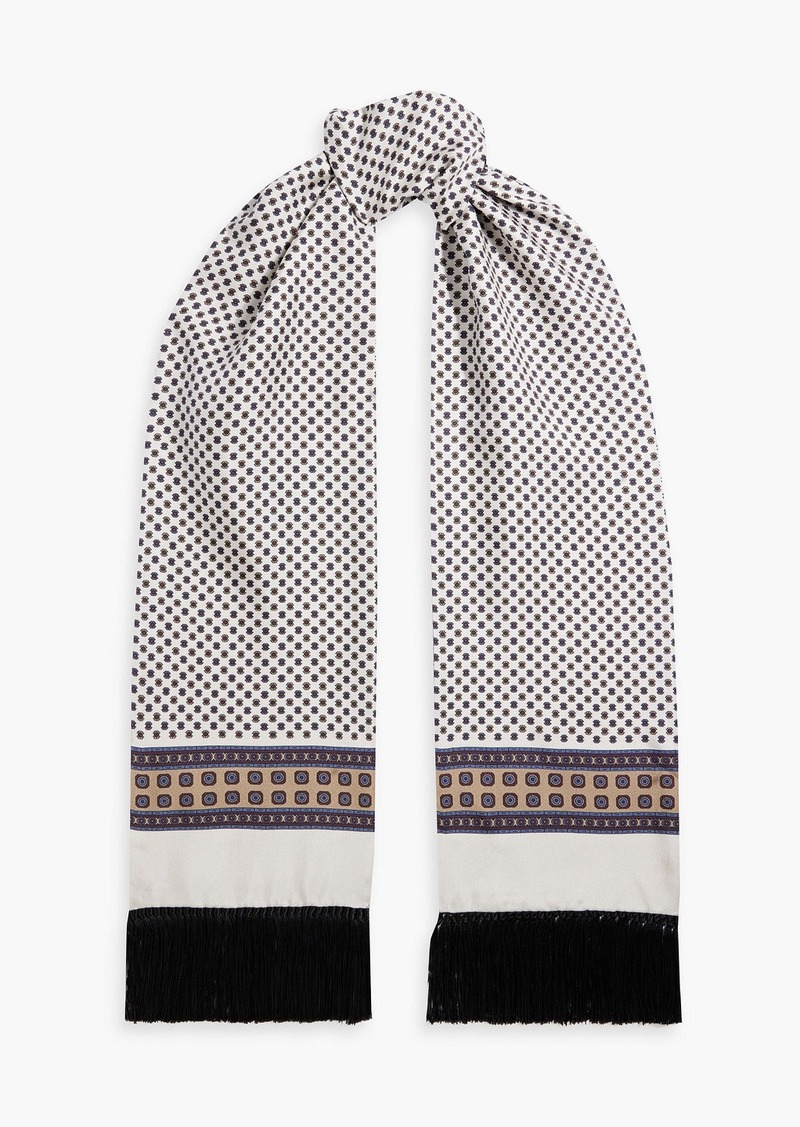 Dolce & Gabbana - Fringed printed silk-twill scarf - Gray - OneSize