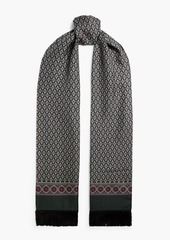 Dolce & Gabbana - Fringed printed silk-twill scarf - Green - OneSize