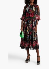 Dolce & Gabbana - Printed silk-chiffon midi dress - Black - IT 36