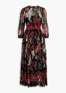 Dolce & Gabbana - Printed silk-chiffon midi dress - Black - IT 36
