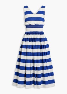 Dolce & Gabbana - Gathered striped cotton-poplin midi dress - Blue - IT 36