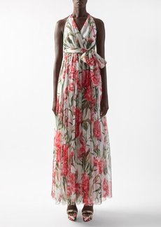 Dolce & Gabbana - Happy Garden Carnation-print Silk Dress - Womens - White Print