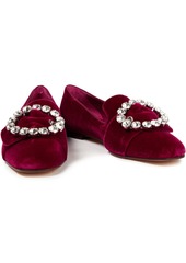 Dolce & Gabbana - Jackie crystal-embellished velvet loafers - Purple - EU 36