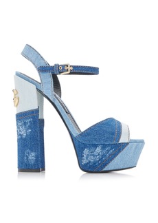 Dolce & Gabbana - Keira Patchwork Denim Platform Sandals - Blue - IT 39 - Moda Operandi