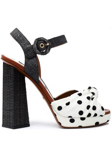 Dolce & Gabbana - Knotted polka-dot cady sandals - White - EU 38.5