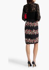 Dolce & Gabbana - Lace-paneled floral-print crepe dress - Black - IT 42
