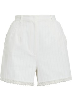 Dolce & Gabbana - Lace-trimmed cotton-twill shorts - White - IT 46