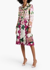 Dolce & Gabbana - Lace-trimmed floral-print silk-blend skirt - Pink - IT 42