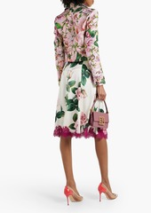 Dolce & Gabbana - Lace-trimmed floral-print silk-blend skirt - Pink - IT 42