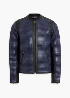 Dolce & Gabbana - Leather-trimmed quilted shell bomber jacket - Blue - IT 48