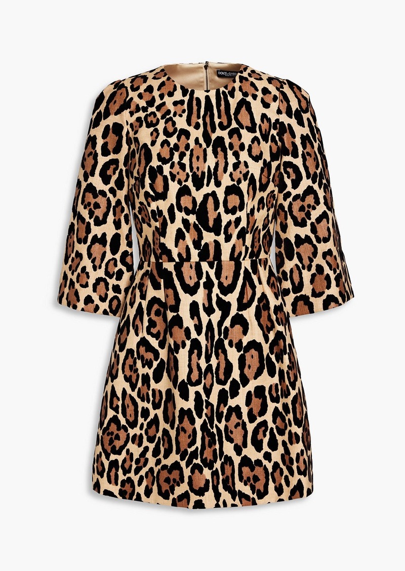 Dolce & Gabbana - Leopard-print flocked canvas mini dress - Animal print - IT 36