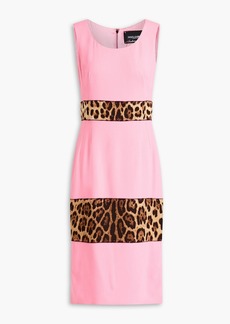 Dolce & Gabbana - Leopard-print paneled crepe midi dress - Pink - IT 38