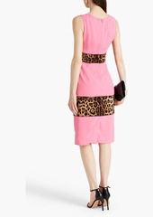Dolce & Gabbana - Leopard-print paneled crepe midi dress - Pink - IT 38