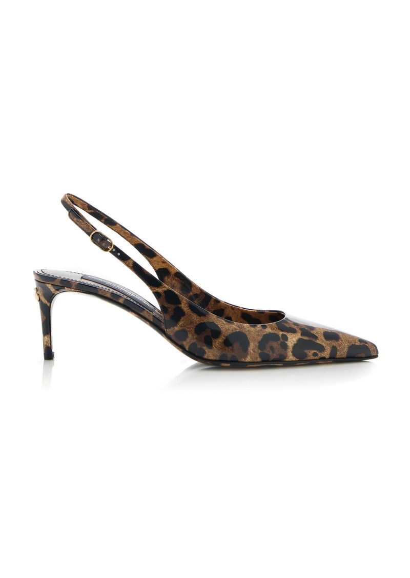 Dolce & Gabbana - Leopard-Print Patent Leather Slingback Pumps - Animal - IT 36 - Moda Operandi