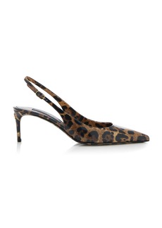 Dolce & Gabbana - Leopard-Print Patent Leather Slingback Pumps - Animal - IT 39 - Moda Operandi