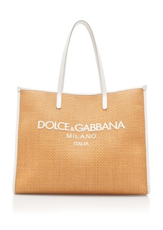 Dolce & Gabbana - Logo-Embroidered Raffia Tote Bag - Neutral - OS - Moda Operandi