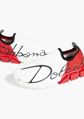 Dolce & Gabbana - Printed stretch-knit slip-on sneakers - Red - EU 39