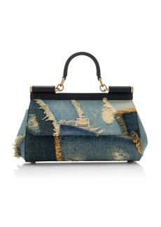 Dolce & Gabbana - Medium Sicily Denim & Leather Top Handle Bag - Blue - OS - Moda Operandi