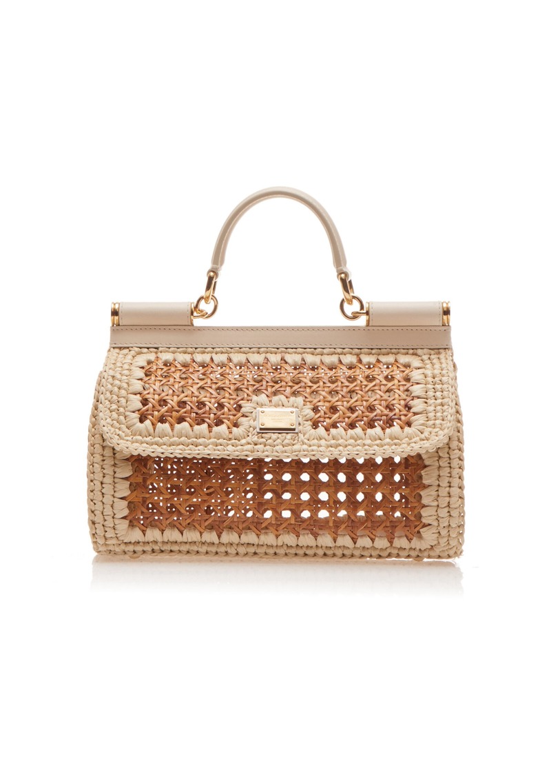 Dolce & Gabbana - Medium Sicily Woven Top Handle Bag - White - OS - Moda Operandi