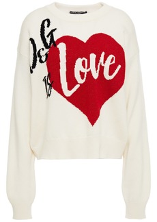 Dolce & Gabbana - Metallic intarsia cashmere-blend sweater - White - IT 42