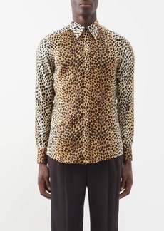 Dolce & Gabbana - Ocelot-print Silk-satin Shirt - Mens - Black Brown Multi